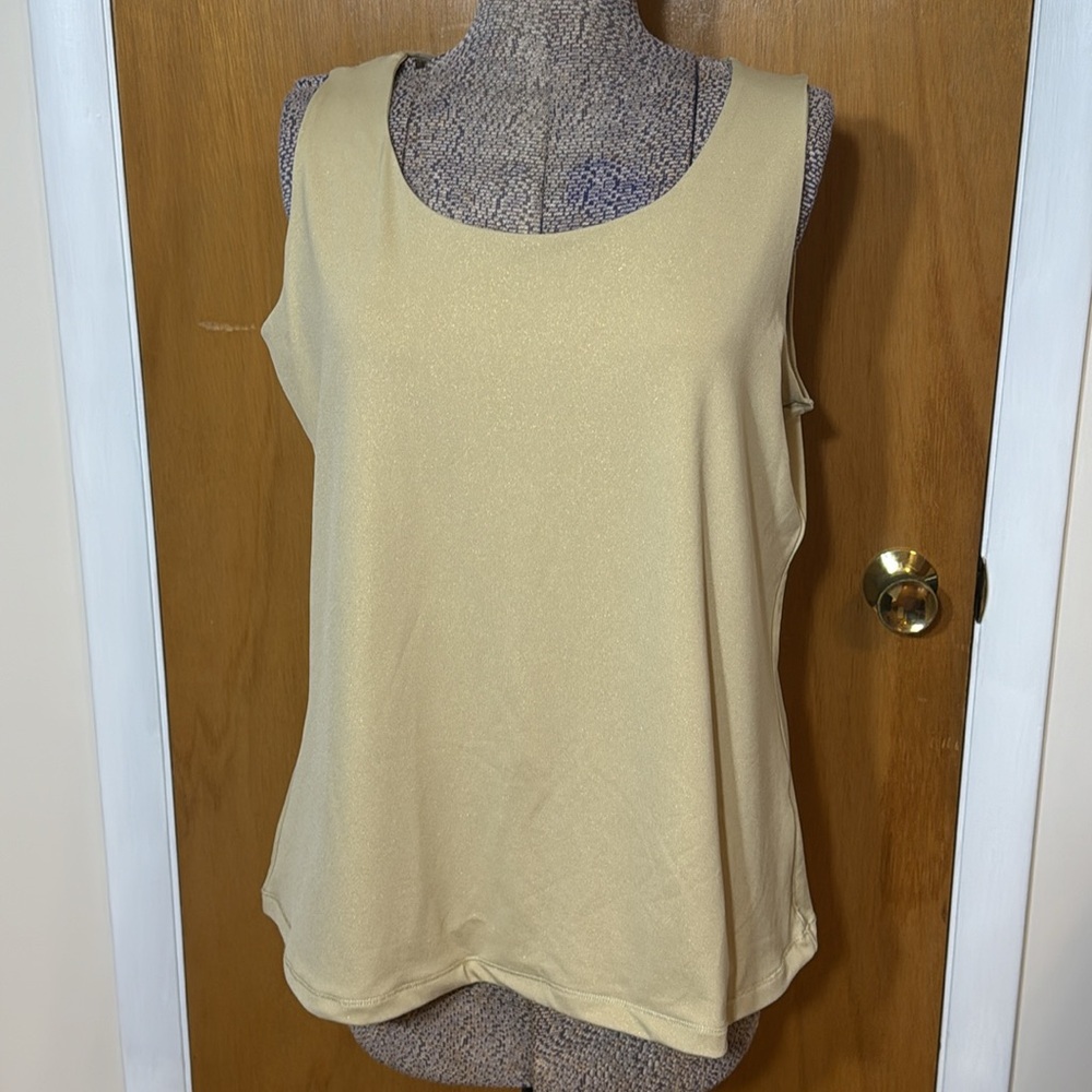 Christopher & Banks Womens XL Gold Shimmer Sleeveless Blouse Stretchy